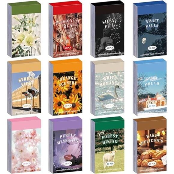 12 Sets 600 Sheets Washi Stickers for Journaling, Daily Quote Flower Nature - Picture 7 of 7